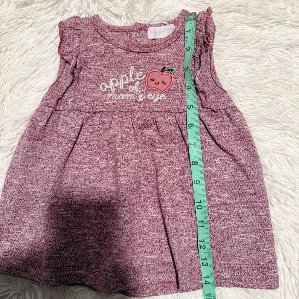Mauve Baby Girl Dress with Apple Detail